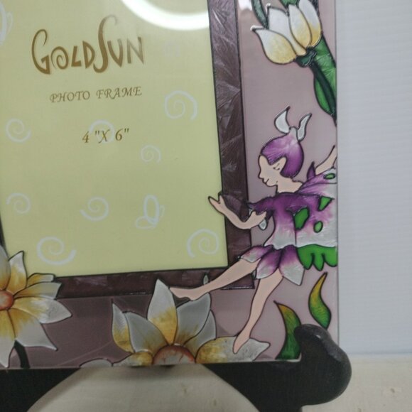 Hand painted sun catcher Picture Frame High Relief Flowers & Butterfly Fair - Picture 3 of 12